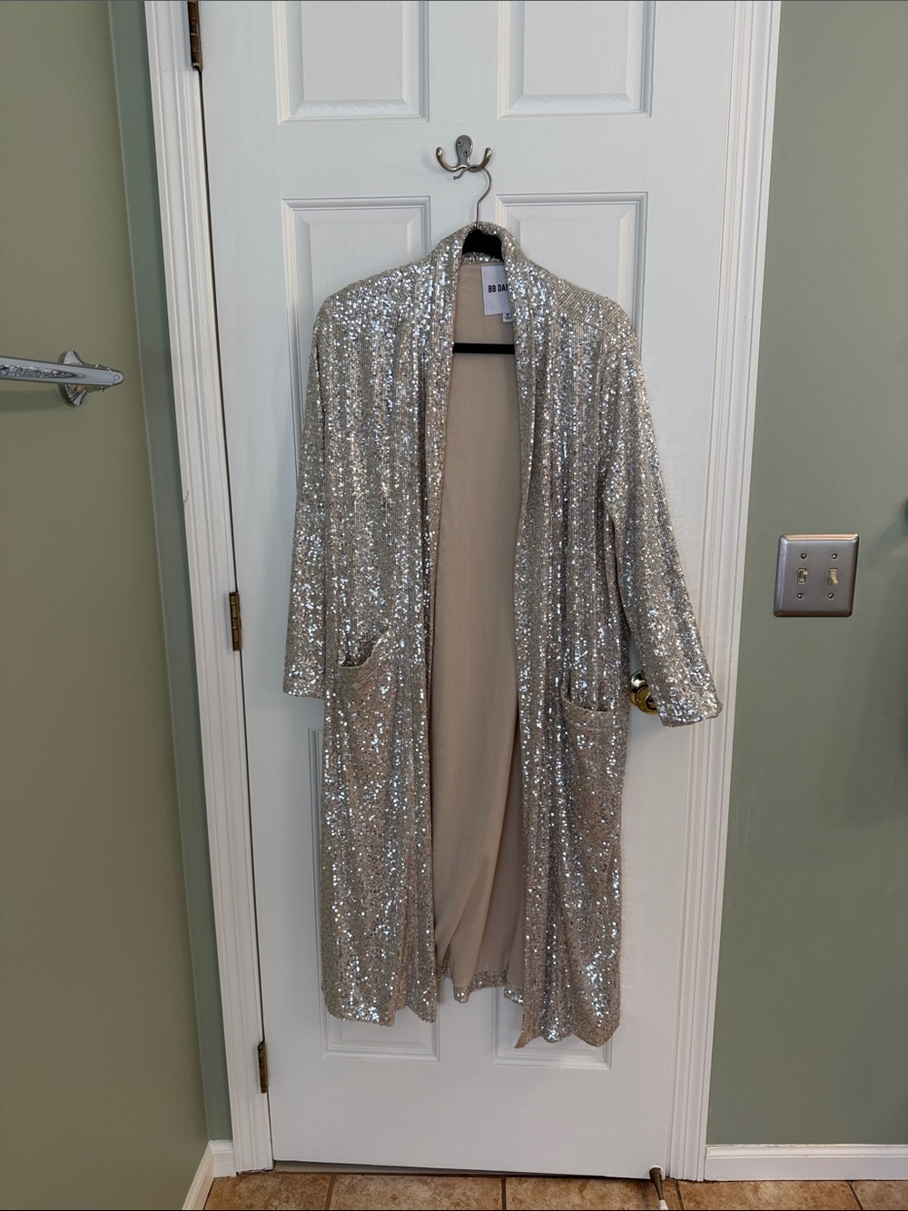 BB Dakota Silver Sequin Long Duster
